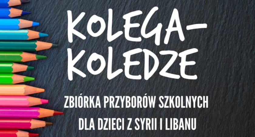 charytatywne wolontariat, zbiórka artykułów szkolnych dzieci Syrii Libanu Przyłącz akcji Kolega Koledze - zdjęcie, fotografia