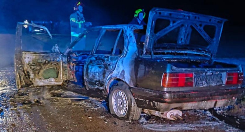 Zdjęcie: pożar samochodu w gminie Zambrów