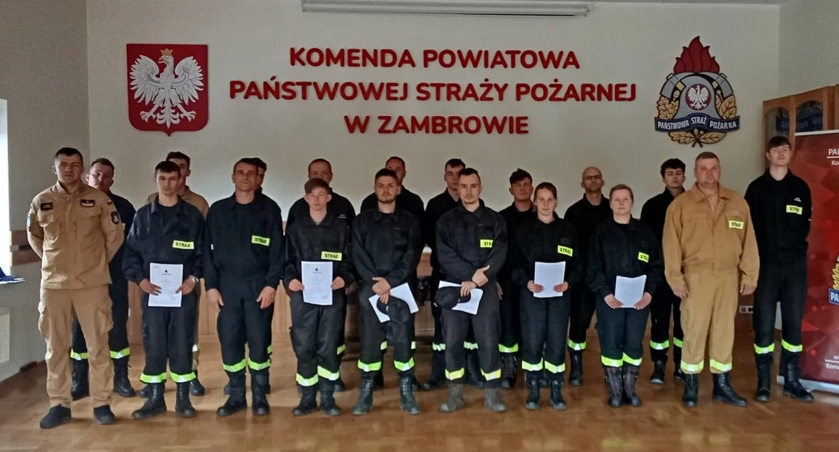 pożary i straż, Ochotnicy zdali egzamin komendzie Powiat zambrowski nowych ratowników - zdjęcie, fotografia