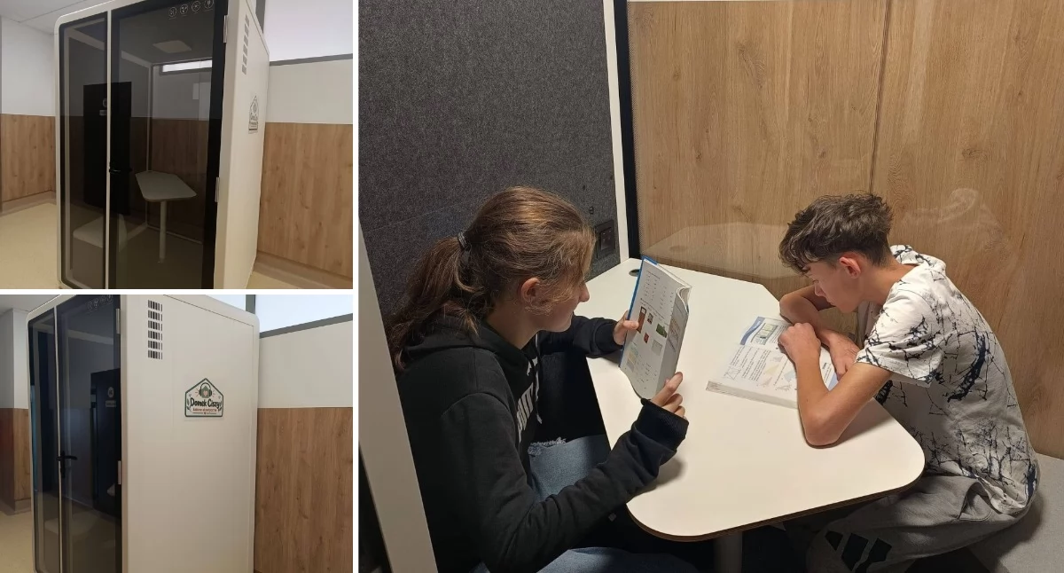 edukacja, Uczniowie zambrowskiej Trójki zyskali specjalną kabinę akustyczną [FOTO] - zdjęcie, fotografia