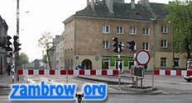 Wjazd i wyjazd z ul. Łomżyńskiej w centrum miasta - zamknięty /fot. GZAW