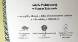 Szkoła Podstawowa w Starym Zakrzewie otrzymała Honorowy Certyfikat Bezpieczeństwa