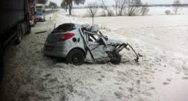 Uwaga. Jest ślisko. Wypadek na DK8