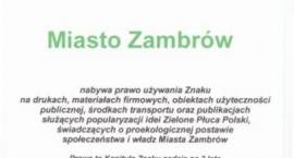 Zambrów nagrodzony znakiem Zielonych Płuc Polski