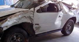 Zniszczony Opel Frontera w poniedziałkowym wypadku w Czerwonym Borze /Fot. M.Rytelewski