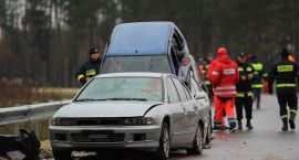 Karambol i akcja ratunkowa w rejonie budowy S8, 13.11.2017 r.