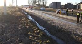 Miejsce oblodzenia drogi w Woli Zambrowskiej. Fot. zrobione kilkadziesiąt minut po...