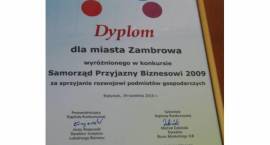 Miasto Zambrów wyróżnione w konkursie Samorząd Przyjazny Biznesowi 2009