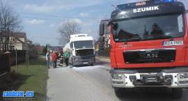 Pożar ciągnika siodłowego w Szumowie, fot. OSP Szumowo