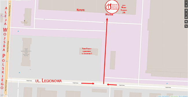 Dojazd do budynku Kościoła Jezusa Chrystusa w Zambrowie