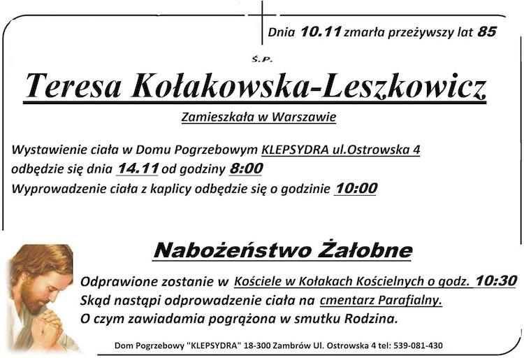 Teresa  Kołakowska-Leszkowicz