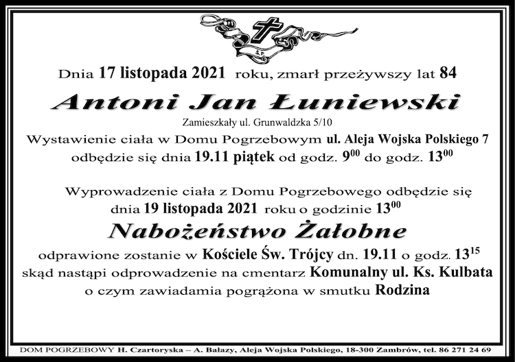 Antoni Jan  Łuniewski