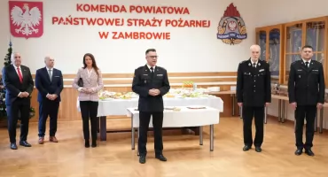 Spotkanie opłatkowe w Komendzie Powiatowej Państwowej Straży Pożarnej w Zambrowie [FOTO]