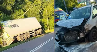 Zderzenie na skrzyżowaniu Łomżyńskiej i Polowej w Zambrowie. Zablokowana DK63 [FOTO]
